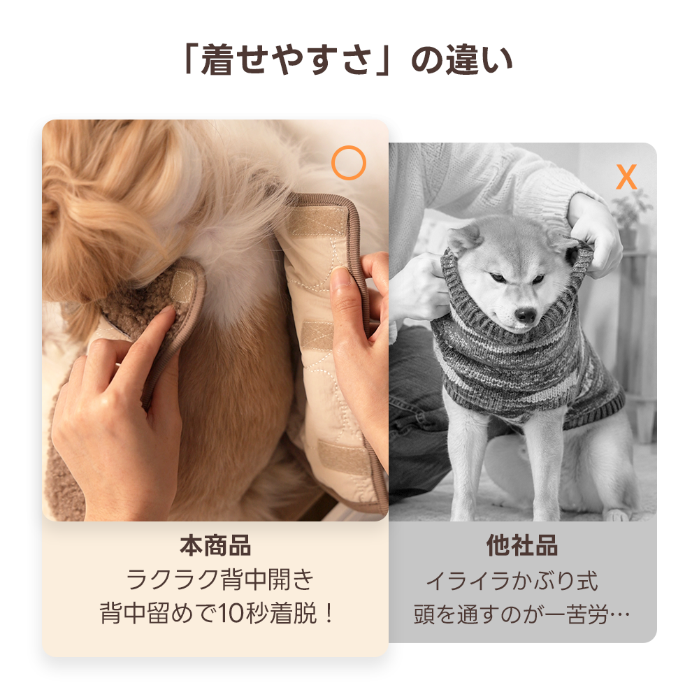 PETTENA 犬用リバーシブルベスト｜マジックテープで簡単着脱・撥水＆ボア仕様