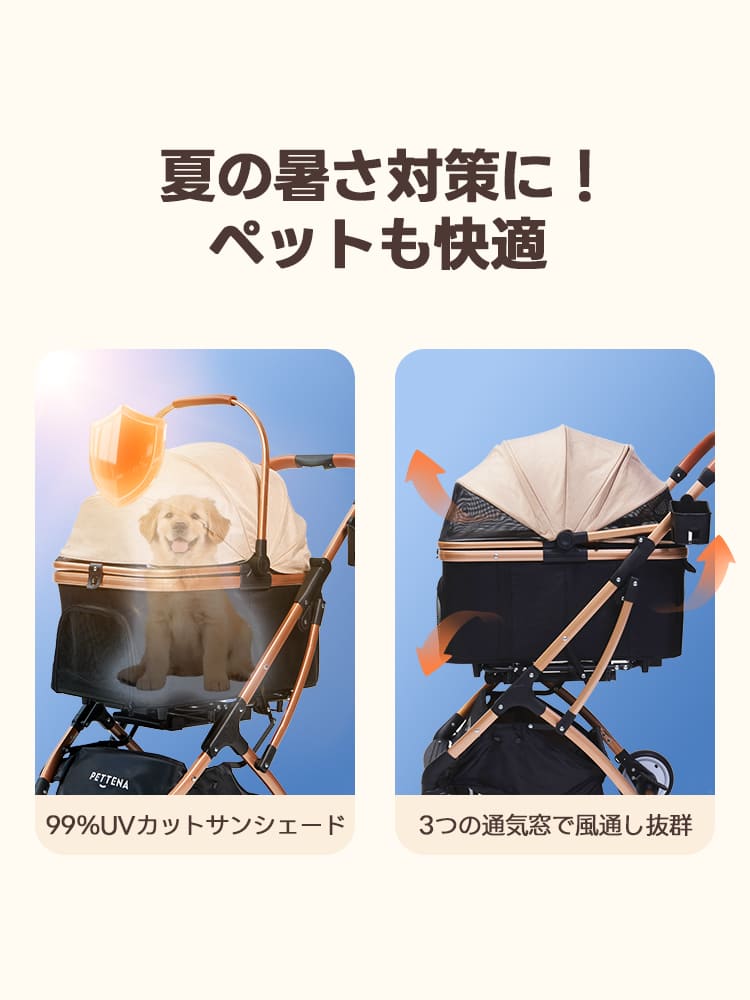4WAY分離式ペットカート｜車載・散歩に最適な折りたたみ式！中型犬20kg