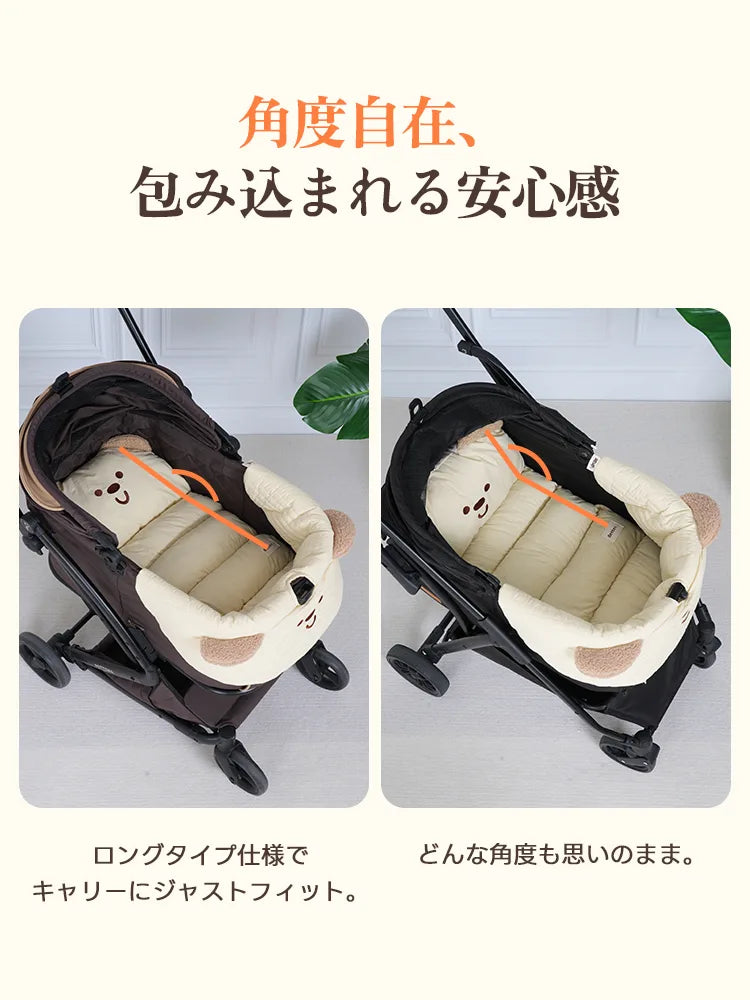 ペットカート クッション あご乗せ ベージュベア｜衝撃吸収・通気性