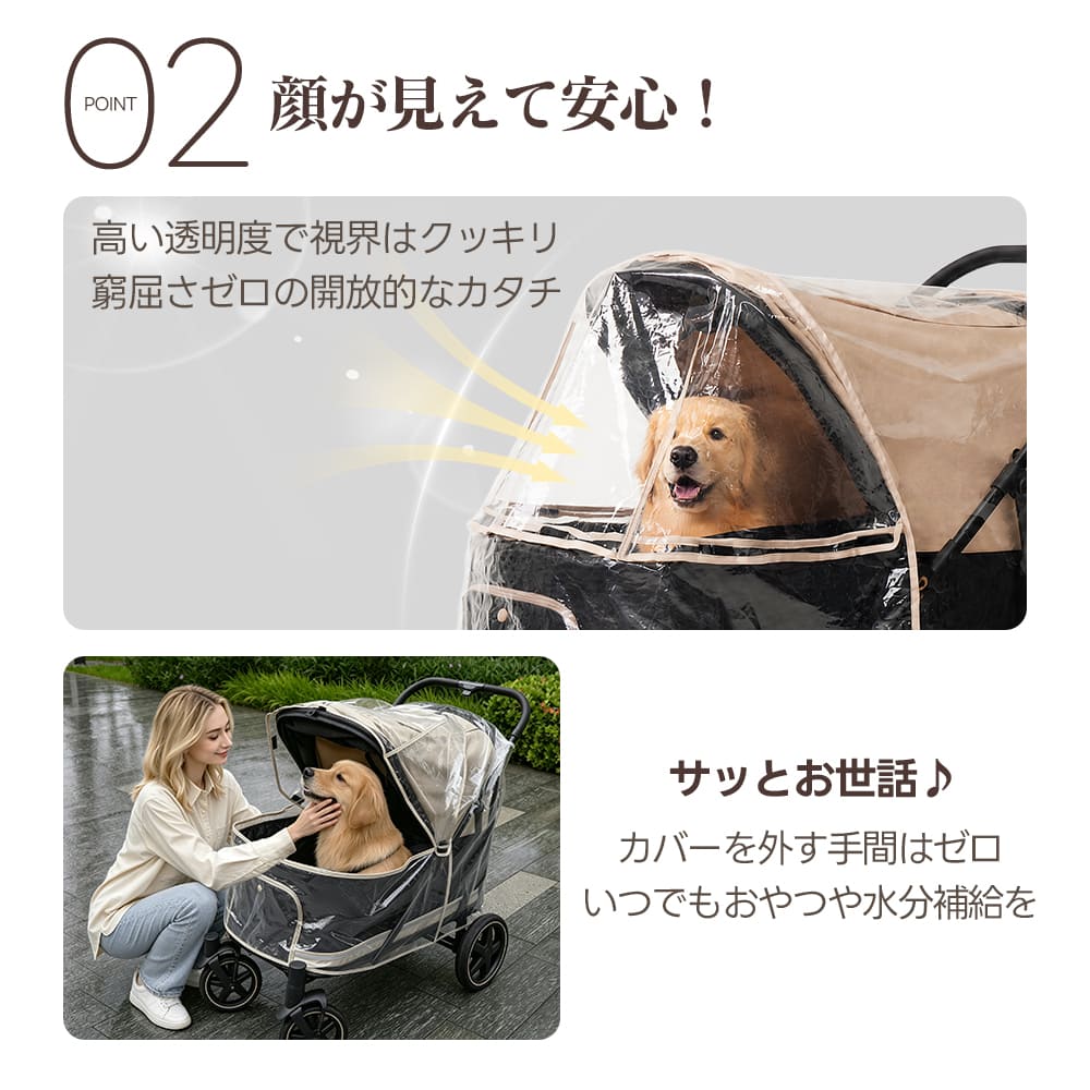 【TITAN専用】大型犬用レインカバー｜高透明・簡単装着・通気性・快適お出かけガード