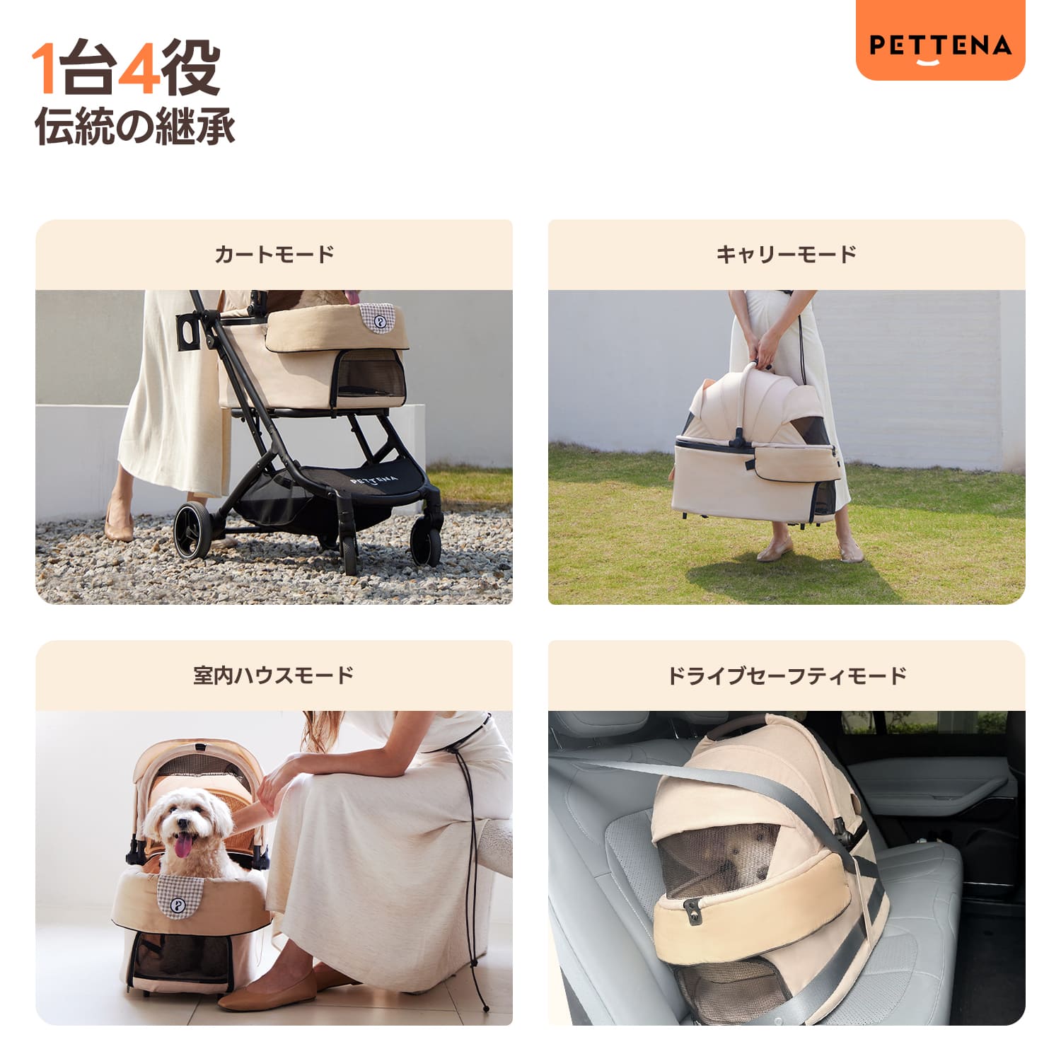 「X-FOLD」折りたたみ式多機能ペットカート - PETTENA ORION