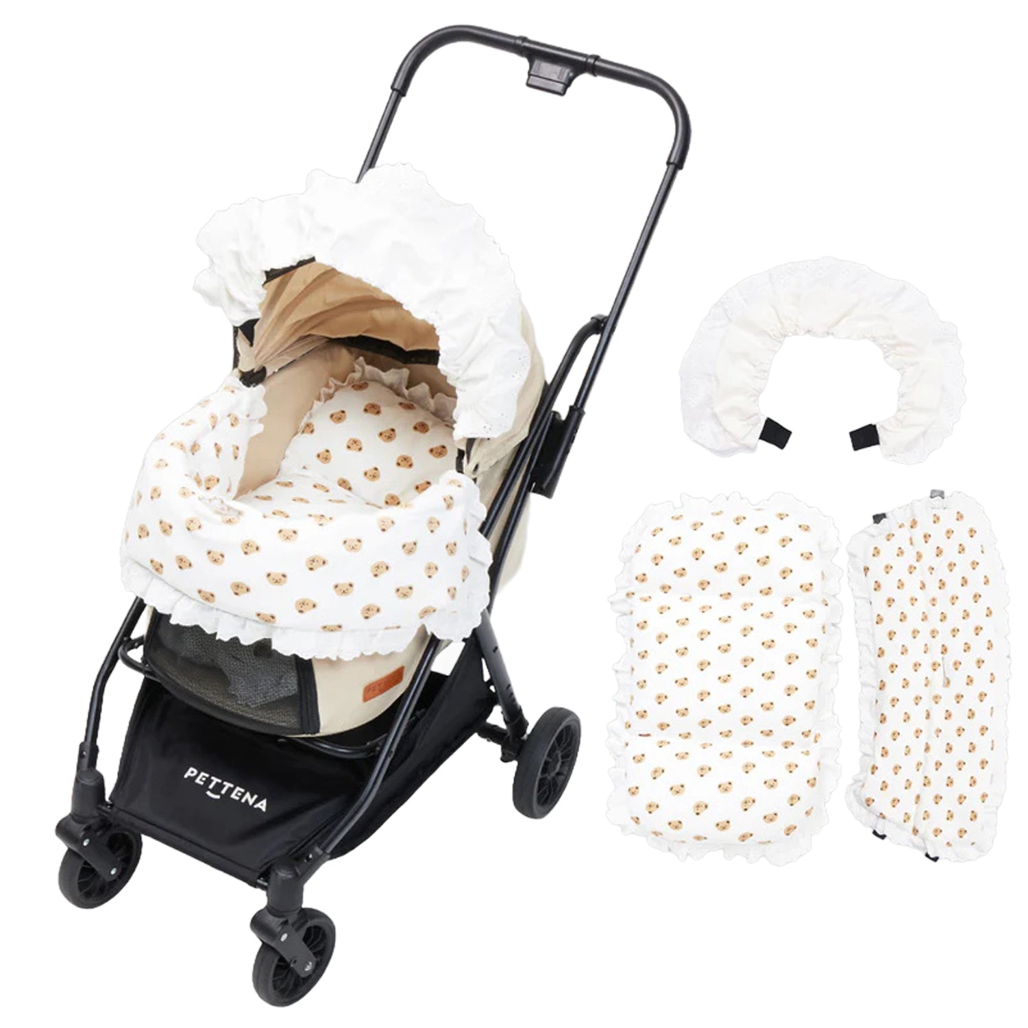 PETTENA ふわふわの超可愛いくまデザインペットカート用クッション