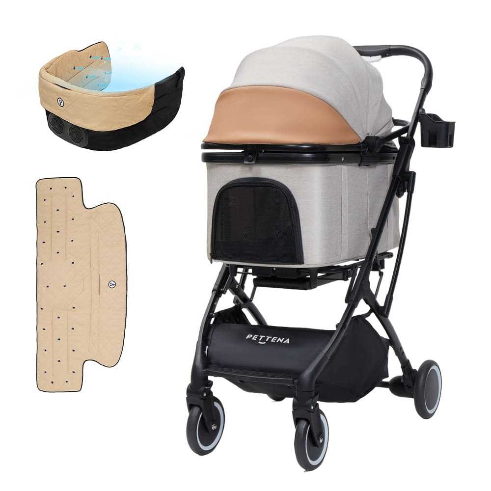 4WAY分離式ペットカート｜車載・散歩に最適な折りたたみ式！中型犬20kg