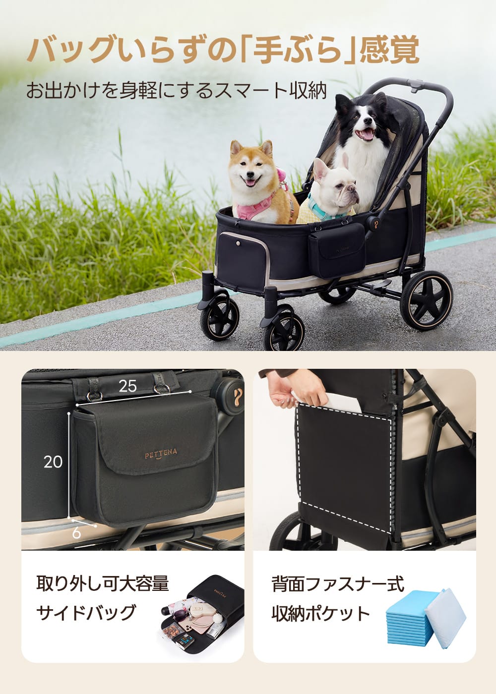 大型犬・多頭飼い向け スロープ付き（耐荷重55kg） - PETTENA TITAN