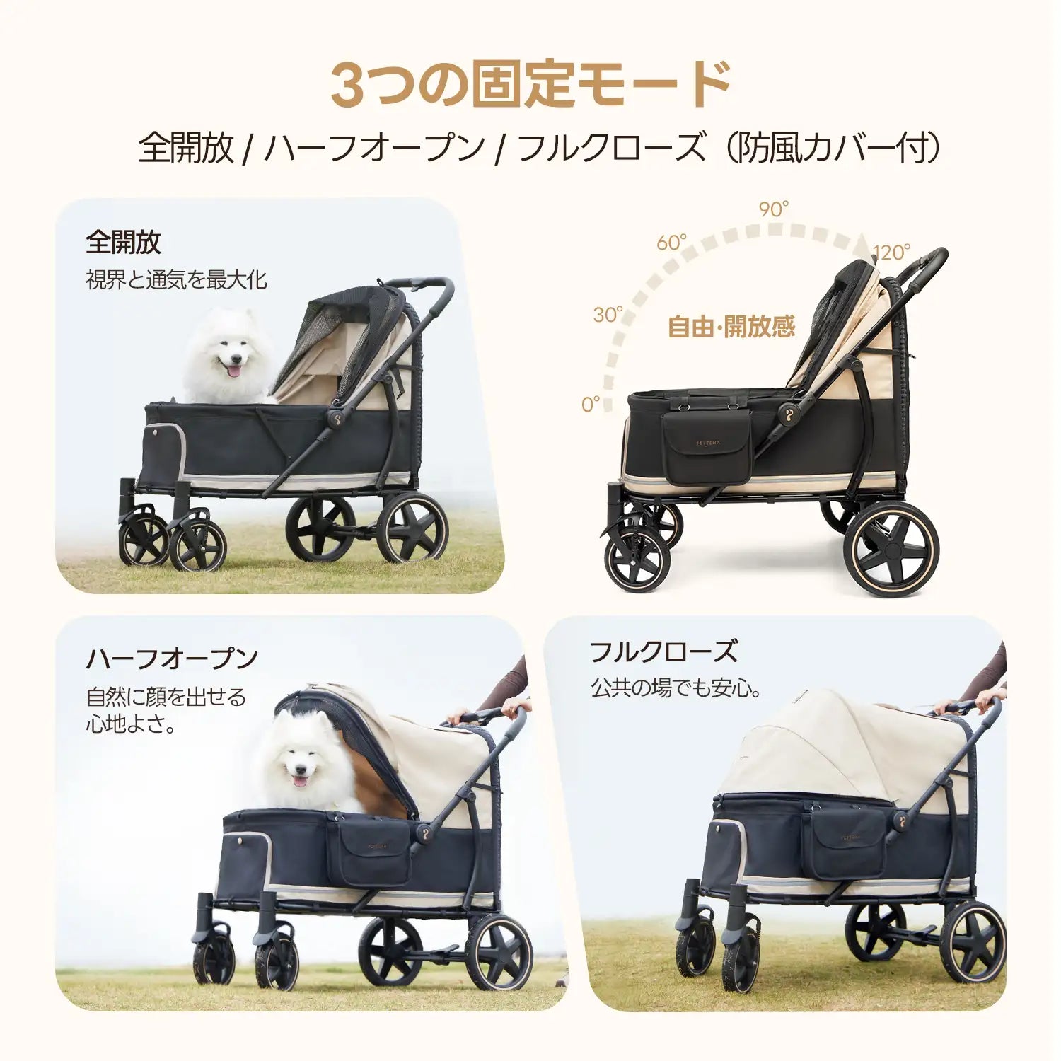 大型犬用ペットカート PETTENA TITAN | 耐荷重55kg・低床設計