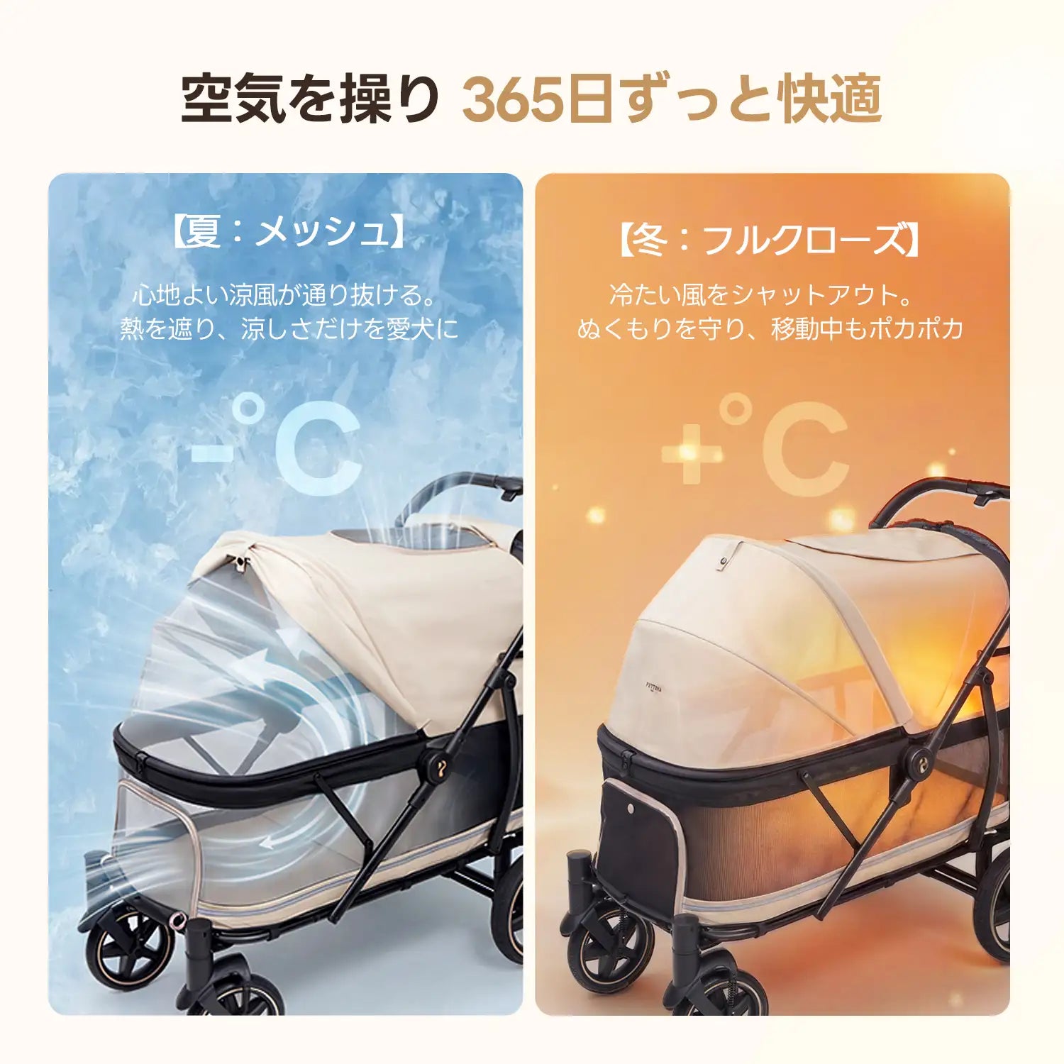 大型犬用ペットカート PETTENA TITAN | 耐荷重55kg・低床設計 大型犬用ペットカート PETTENA TITAN | 耐荷重55kg・低床設計