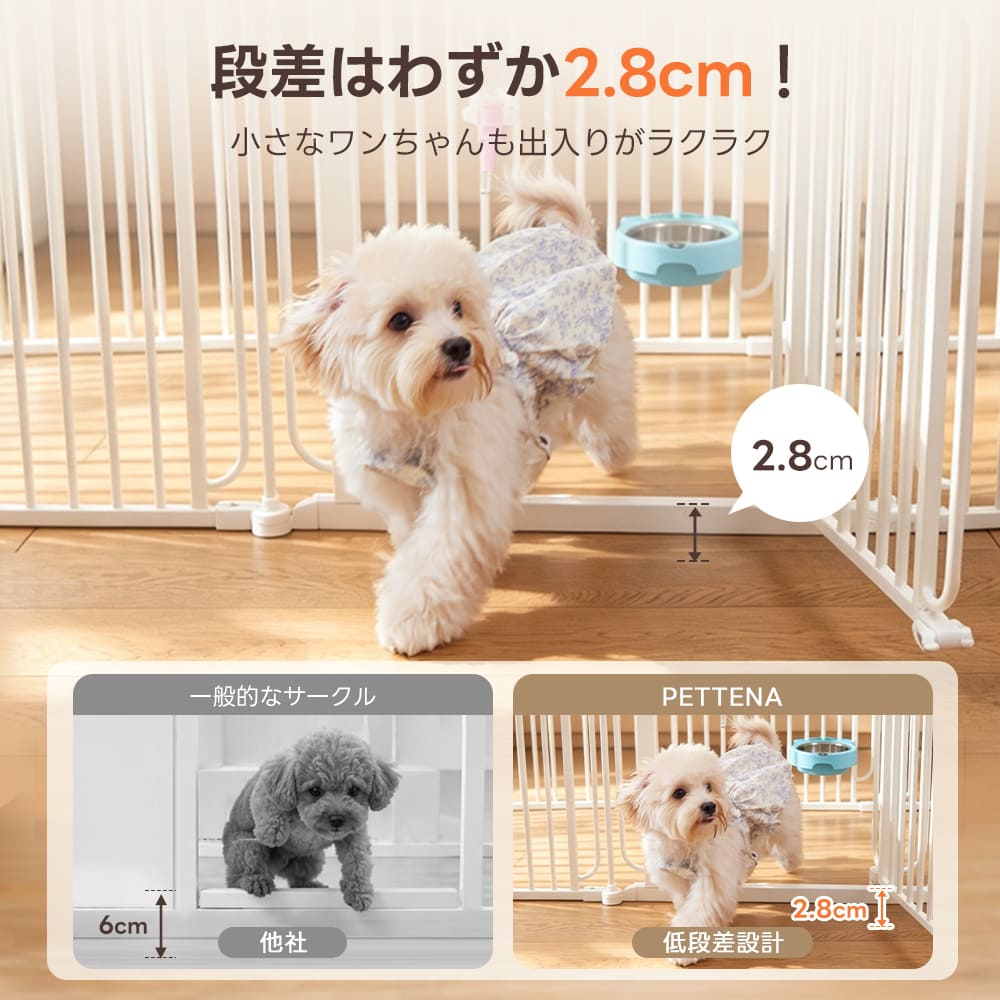 PETTENA】 ペットフェンス ペットサークル - すき間3.5cmですり抜け