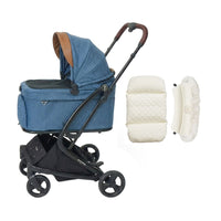 PETTENA MILOU Small saiz 電車移動中も愛犬がリラックスできる、プリンセス風クッション付きのネイビー色ペットカート。専用電車カバーで顔出しNGルールをクリアしつつ、厚みのあるクッションで衝撃を吸収。長時間の外出でも負担が少ない、優しさに満ちた設計。ココアモカ