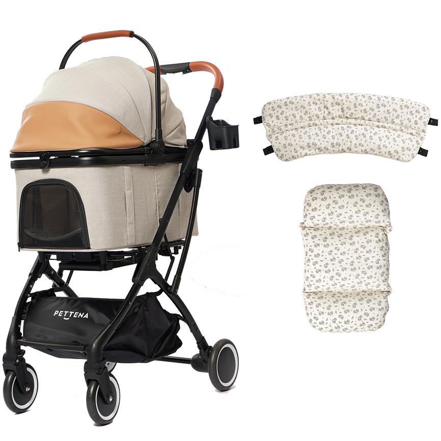 MOther Cart ペットカート 黒 花柄クッション ペットカート KNIGHT + クッション 小花柄 2点セット