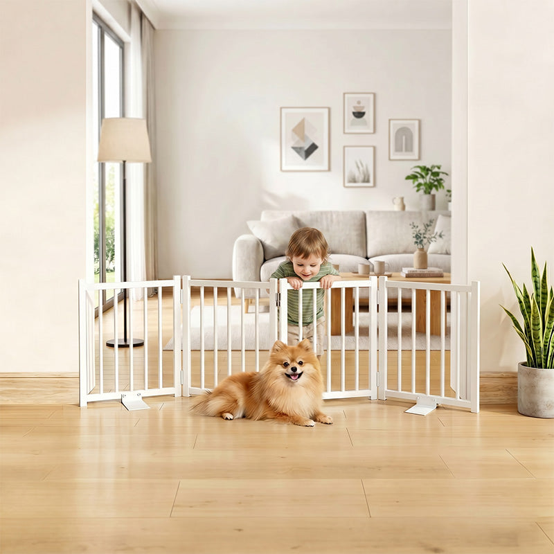PETTENA ペットゲート 鉄製 40cm自立式 （置くだけ·折りたたみ·脱走防止）