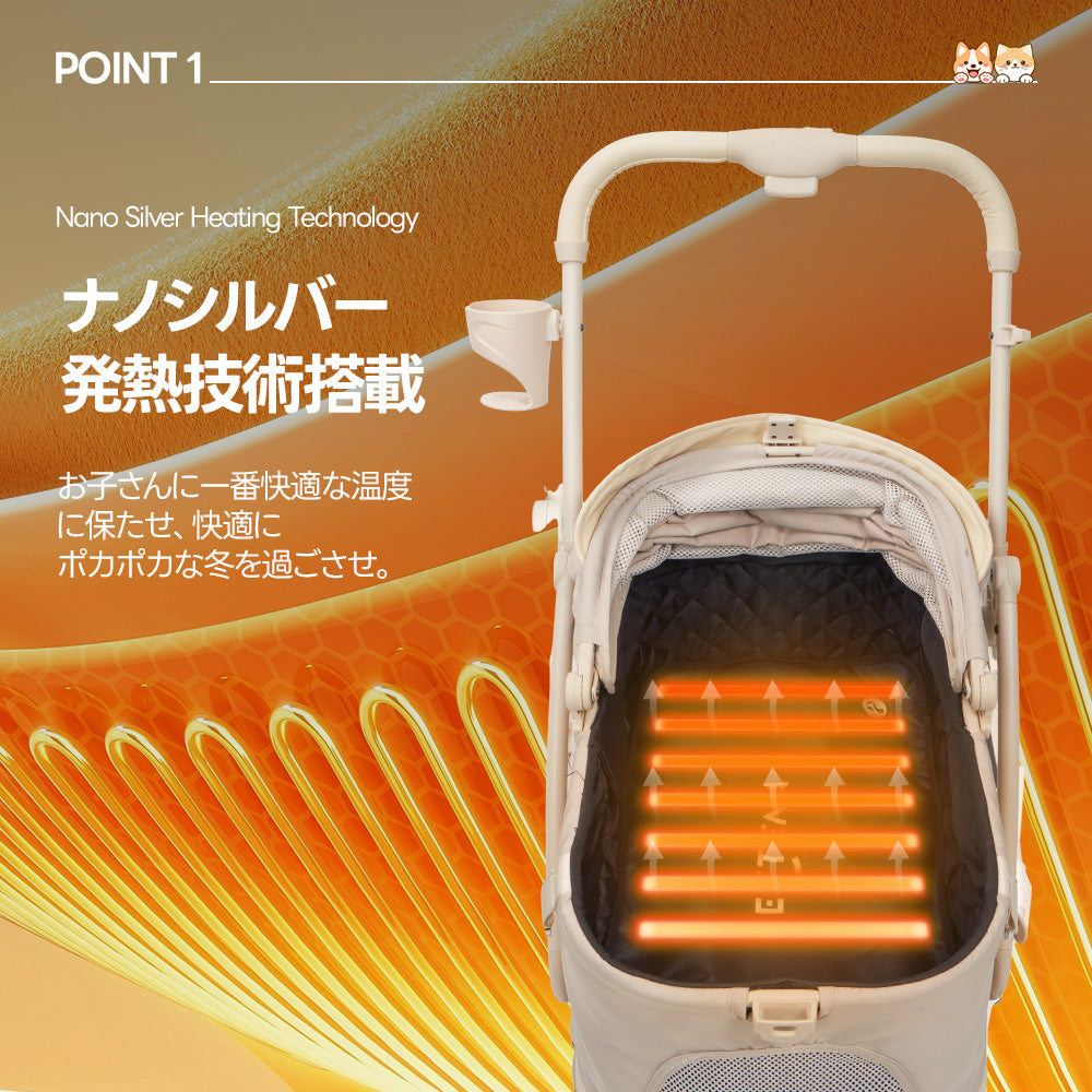 電磁石　遠赤外線　温熱ホットカーペット 新作登場］冬のお出かけ準備！ペットカート用 ホットカーペット