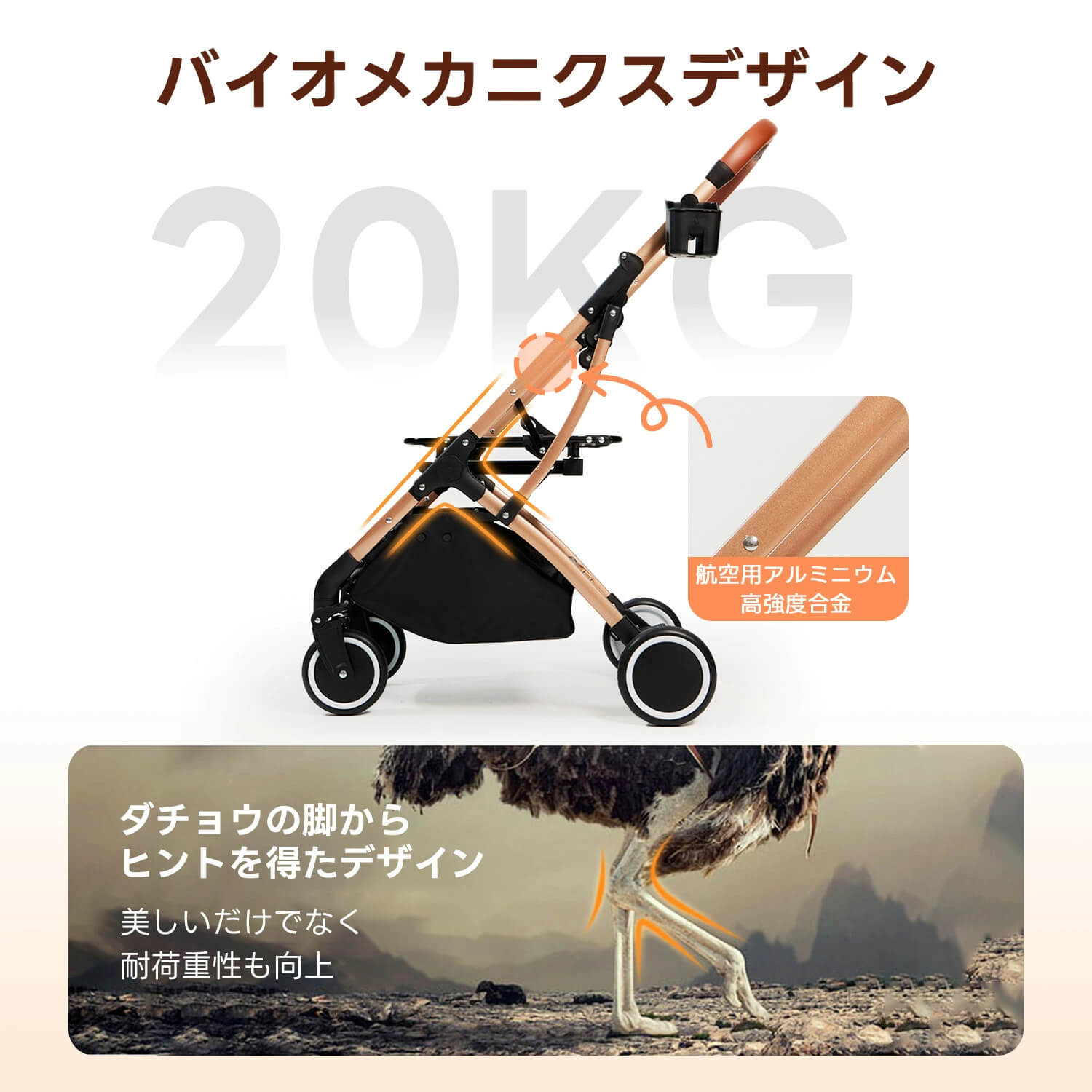 PETTENA軽量一体型NEWTON自動折り畳みペットカート、バイオメカニクスデザインで美しく耐荷重20KG。航空アルミ合金&ダチョウ脚ヒント採用、耐荷重性向上。多頭・中型犬猫用で自立可能、多機能&安定性高い逸品