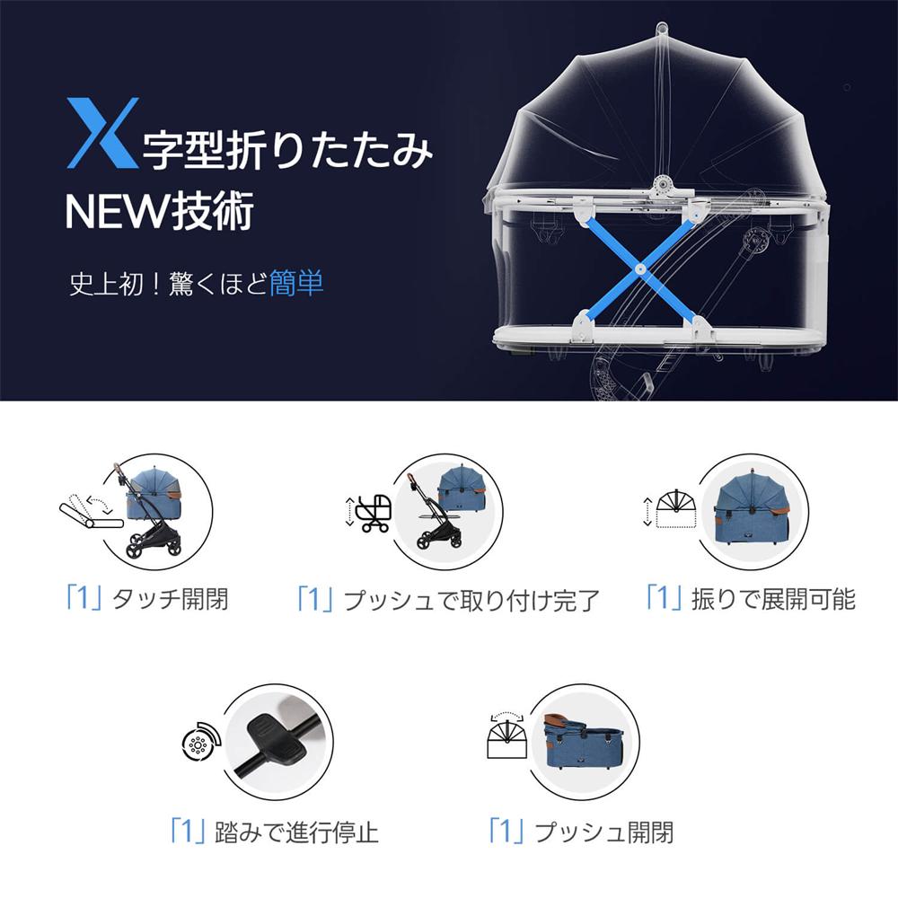 
新技術のX字型折りたたみ設計で、忙しい日常に最適。「1」タッチで簡単開閉、「1」プッシュで取り付け完了し、「1」振りで展開可能。手間いらずで、快適なお出かけをサポートします。