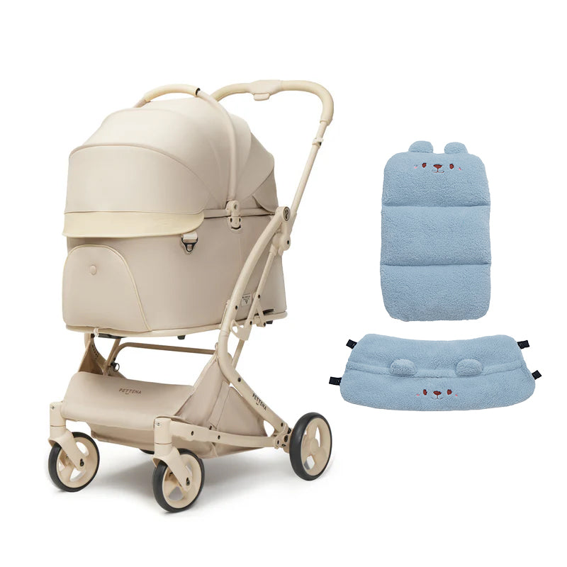 ペットカートMILOU クリームベージュ + ♨️保温クマ2点セット（ブルー）