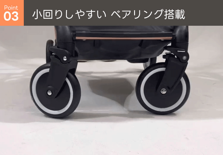 ベアリング搭載で小回り超スムーズ！狭い通路やカーブでも楽々方向転換。ペットとの散歩や外出時に、飼い主の「操作が不自由で困る」という悩みを解消。手軽に使える便利設計です