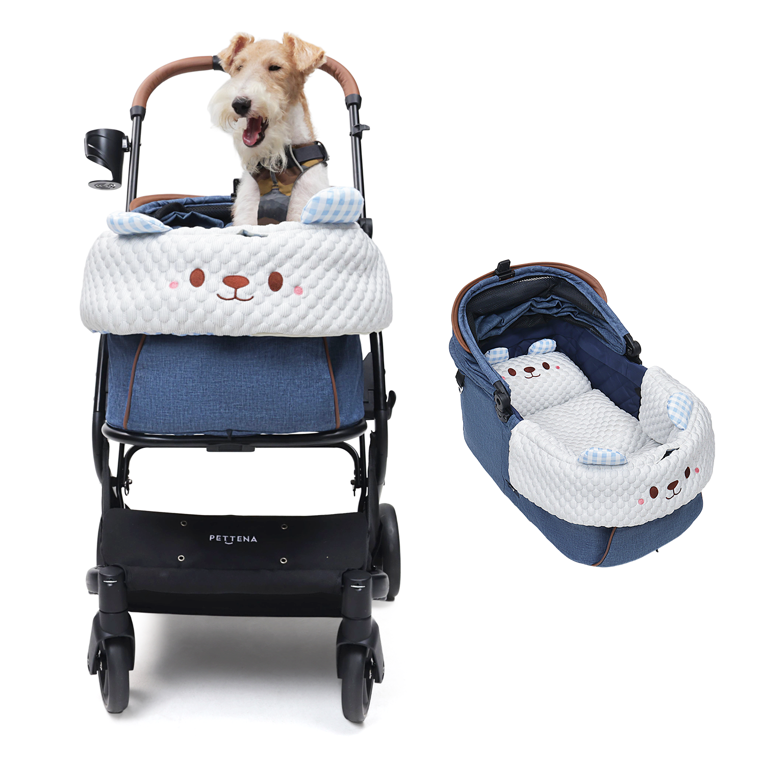 ペットカートMILOU ネービー + かわいいクマ2点セット