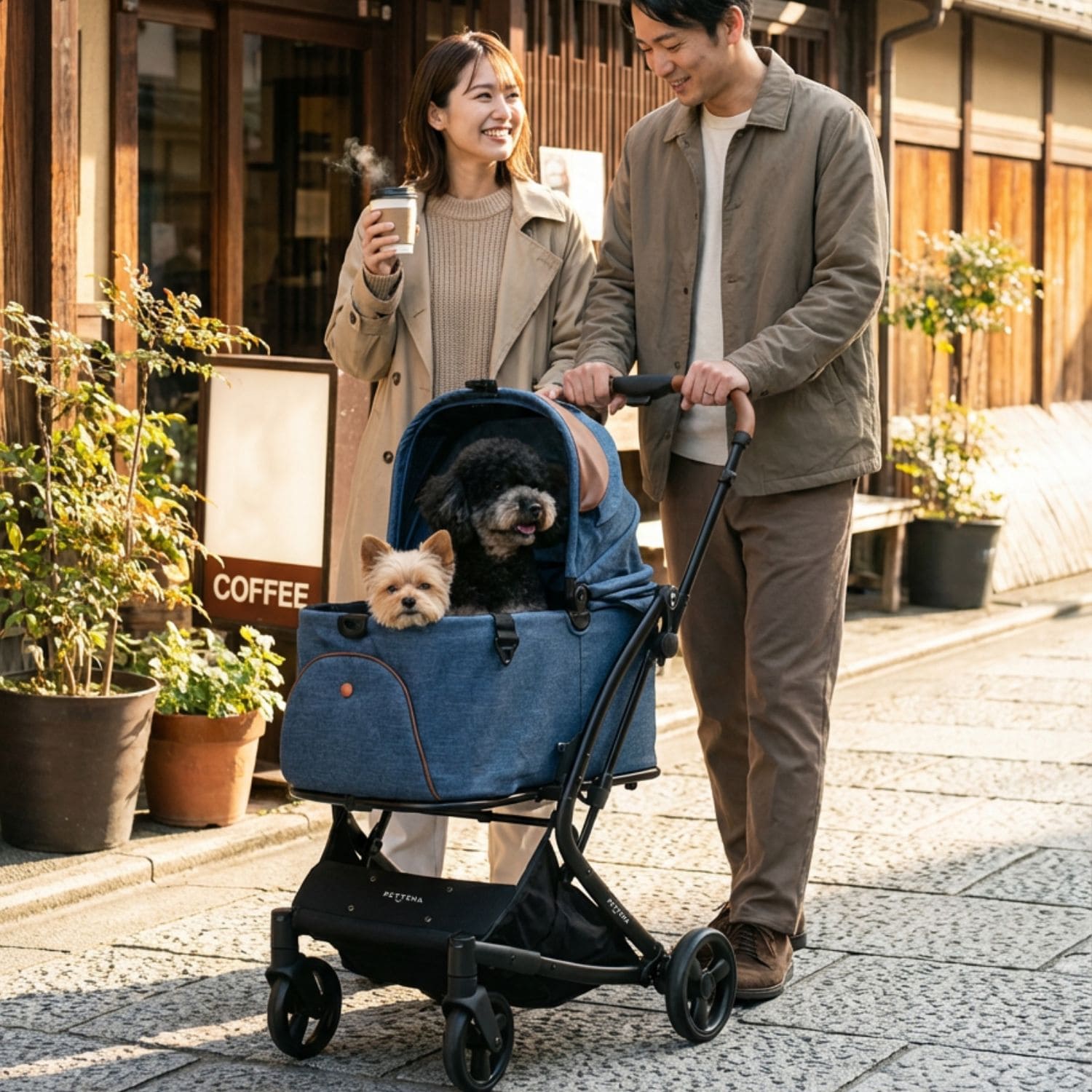 ワンタッチ折りたたみペットカート MILOU｜多頭飼い対応・小型〜中型犬