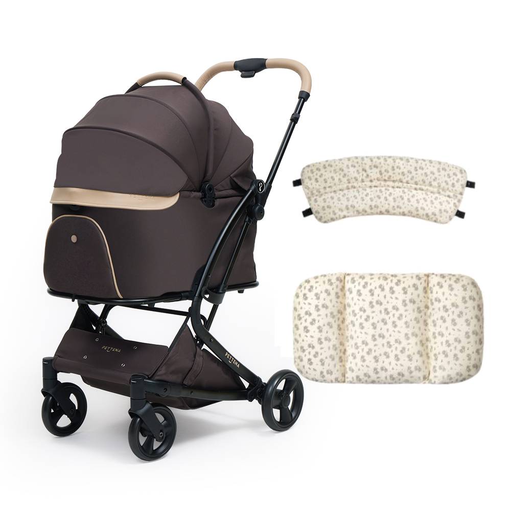 PETTENA MILOU クリームベージュ ペットカート+クッション3点セット ペットカート MILOU + クッション 小花柄 2点セット