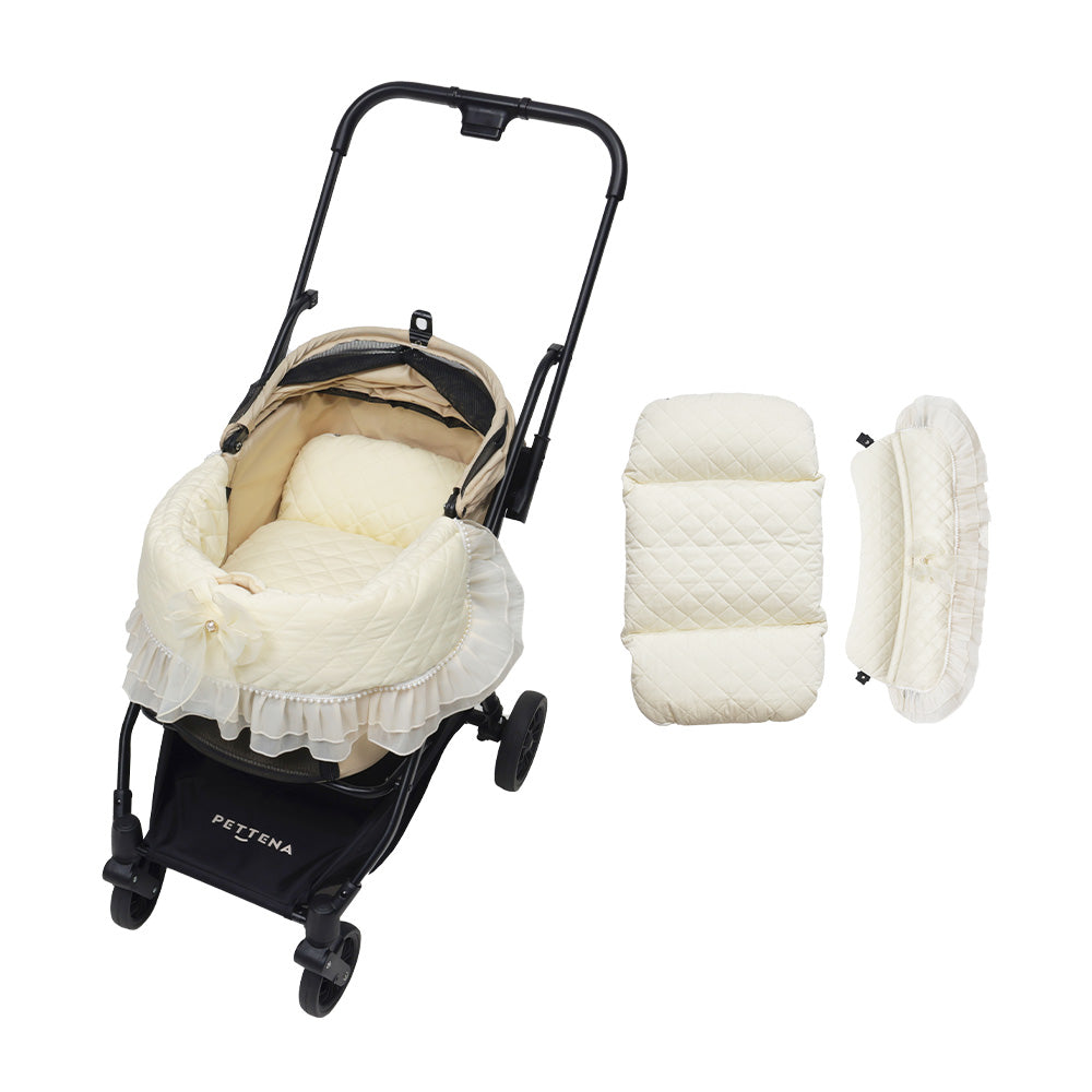 ペットカート NEWTON カーキ+プリンセス風クッションセット