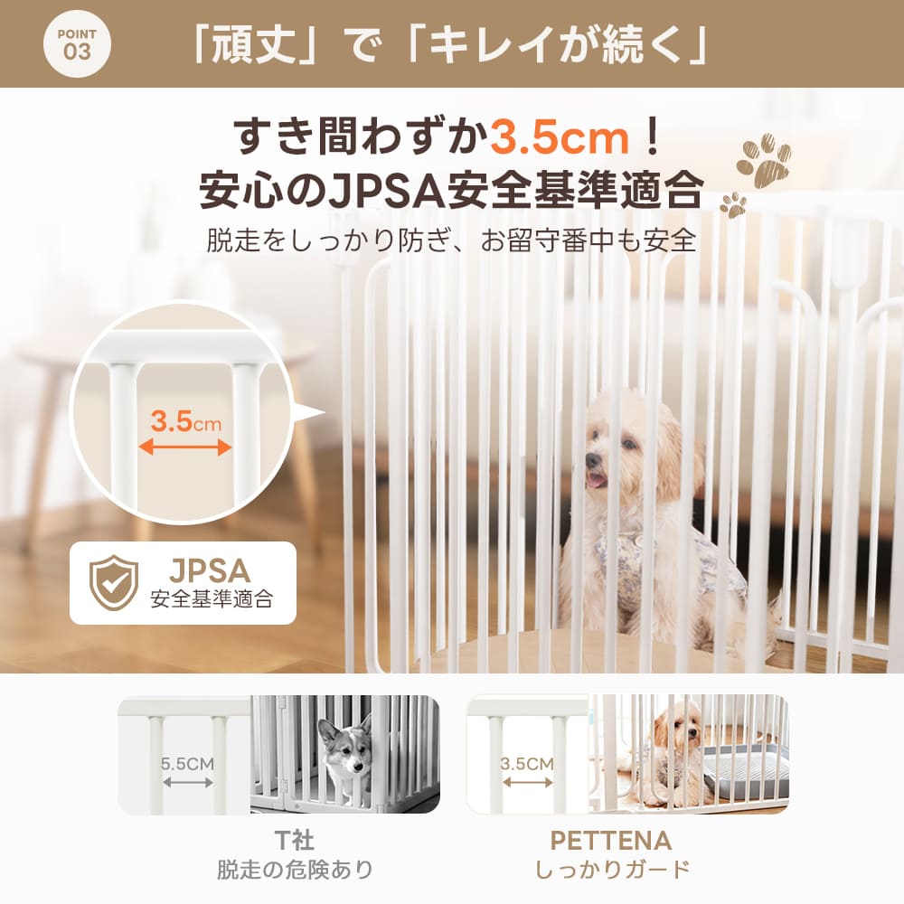 PETTENA ペットフェンス - すき間3.5cmですり抜け防止（超小型犬・小型犬用）