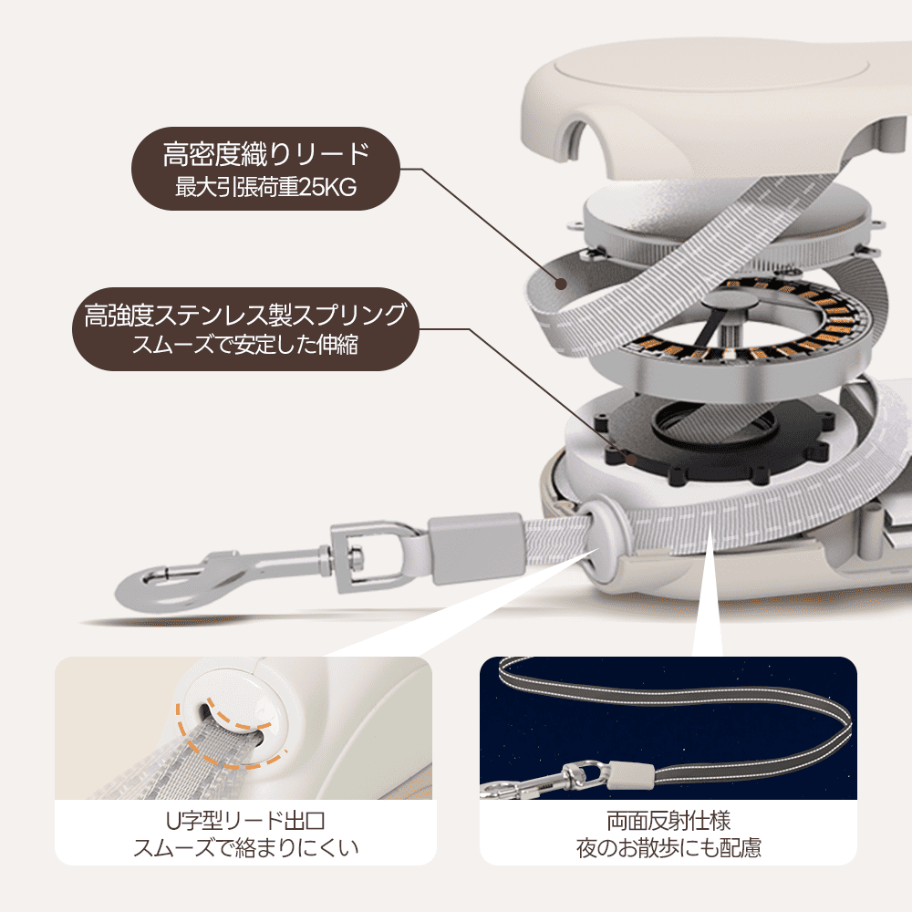 PETTENA AirHold Heat 温感ヒーター犬用リード  伸縮・軽量ハンドグリップ
