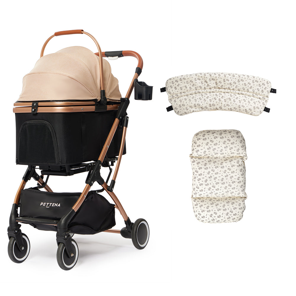 MOther Cart ペットカート 黒 花柄クッション ペットカート KNIGHT + クッション 小花柄 2点セット