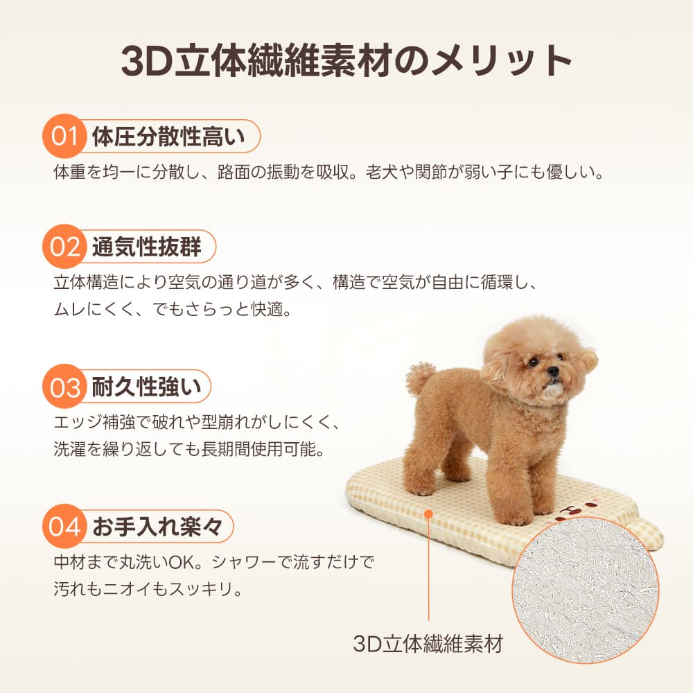 ペットカート 3Dエア クッション （ムレ解消・抗菌防カビ・丸洗いOK）-PETTENA