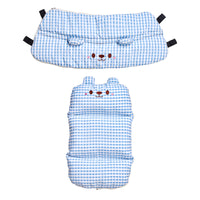 PETTENA夏用冷感クッション2点セット、水色 A面。冷感素材で暑い夏も快適、2点セットで多彩な使い方。ベージュ色が部屋に馴染み、ペットの安眠と涼しい休憩を提供！