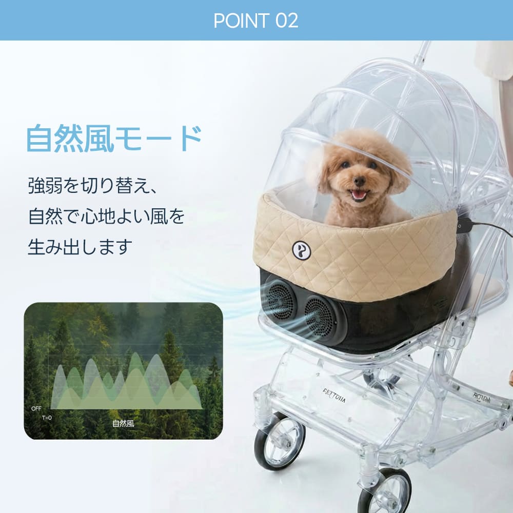 ペットカート ファンクッション（空気循環 ニオイ対策 静音設計）- PETTENA