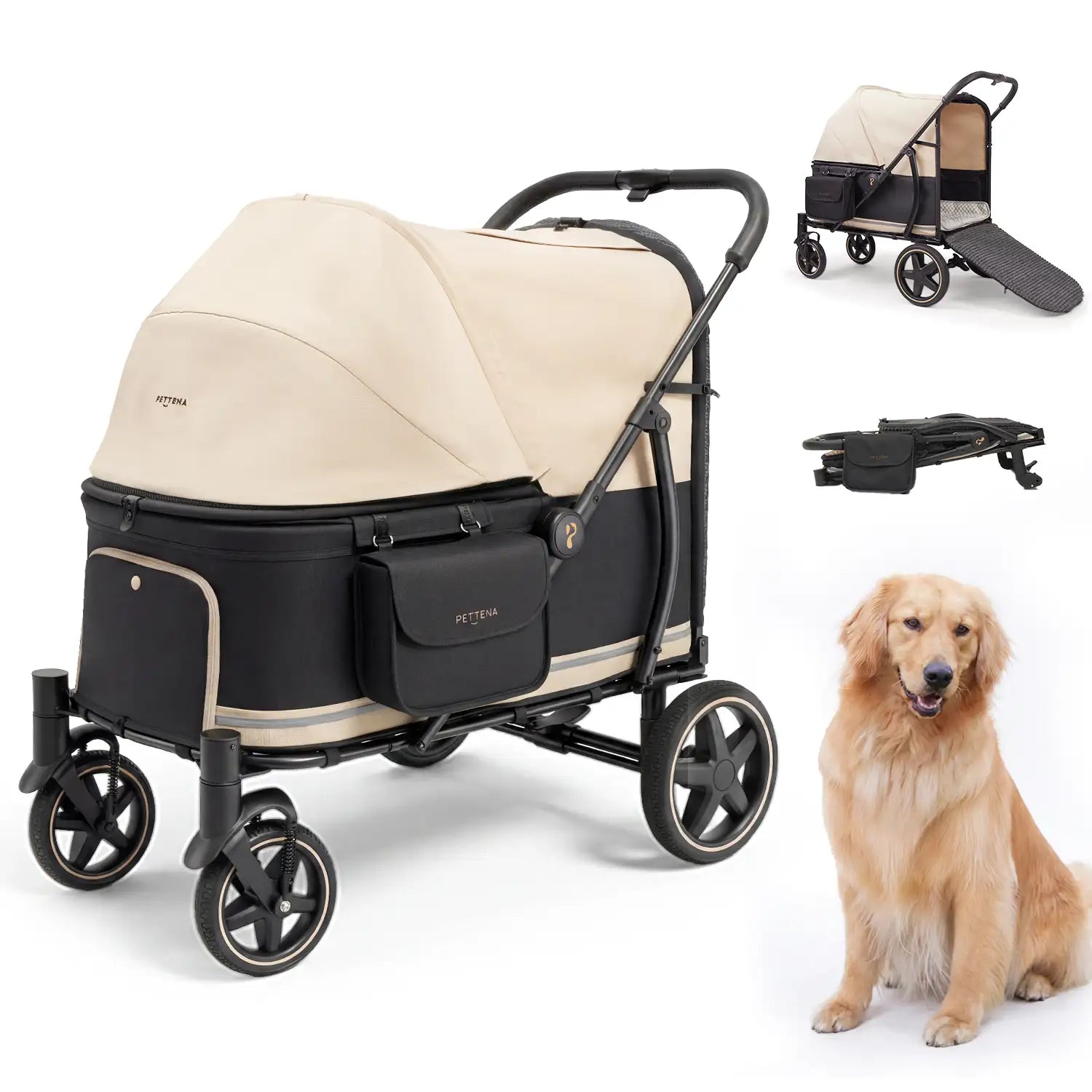 中〜大型犬用ペットカート ペットカート 大型犬対応 耐荷重60kg 座面洗える 折り畳み 4輪