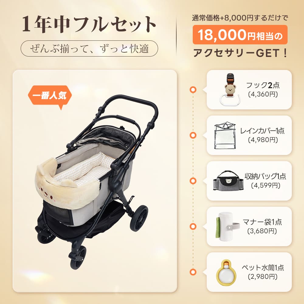 ペットカート TERRA 選べるお出かけセット（秋雨・お出かけ・水分補給）