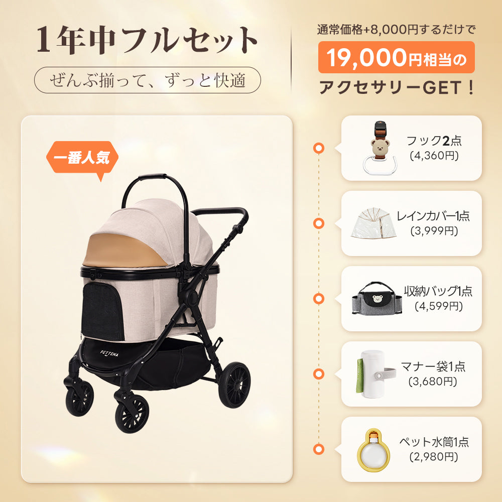 中型犬に設計された最軽量 折りたたみ式分離型ペットカート - PETTENA TERRA